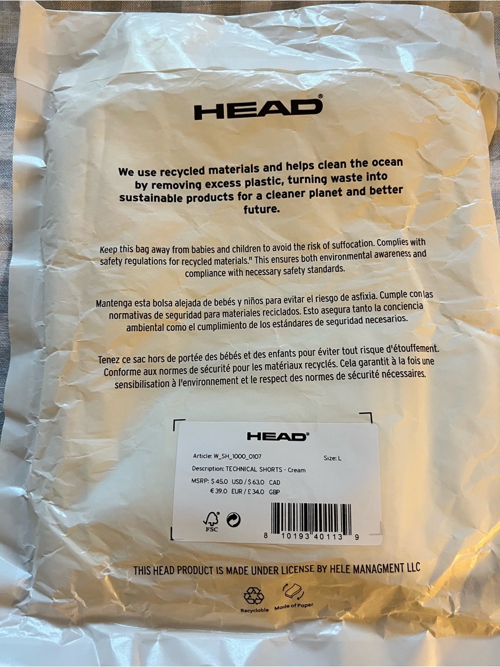 HEAD l Cream Technical Shorts - Cream For Tennis & Golf
